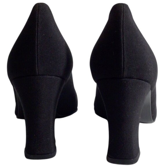 Vintage Stuart Weitzman Square Toe Fabric Court Shoes 9.5 Corpcore 3" Heel Pumps - Picture 4 of 7